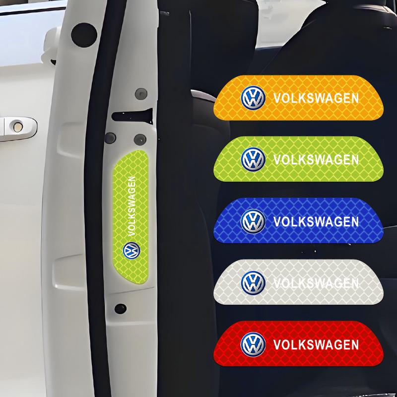VW 4PCS Car Door Sticker Safety Warning Reflective Mark For VW Volkswagen Passat POLO Tiguan Golf Jetta