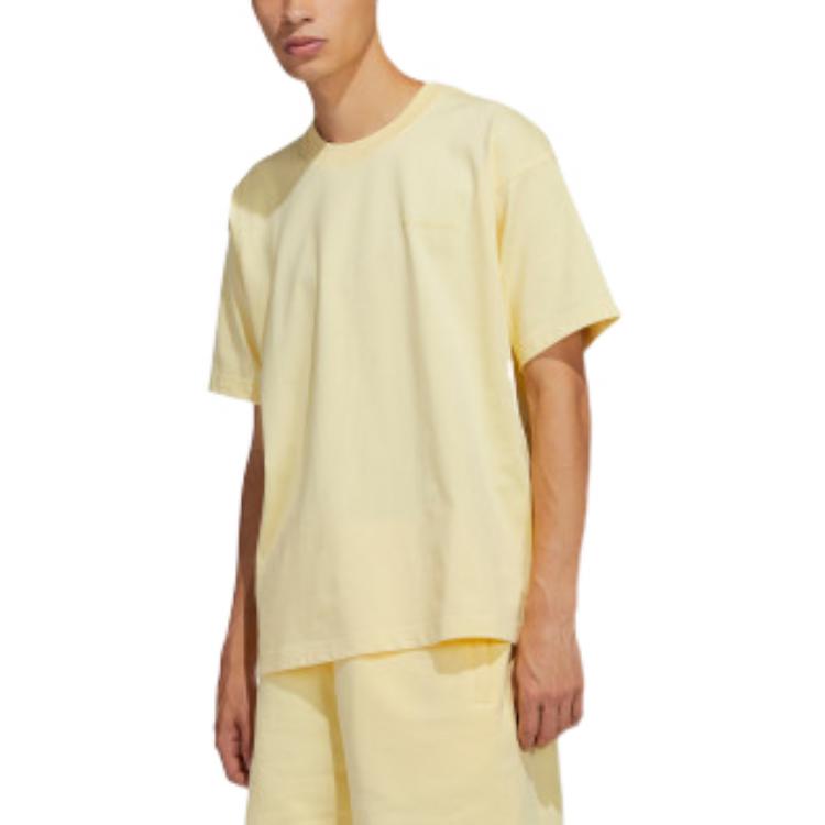adidas Originals T Shirts Unisex Yellow Crew Neck Moderate Straight Fit H47003