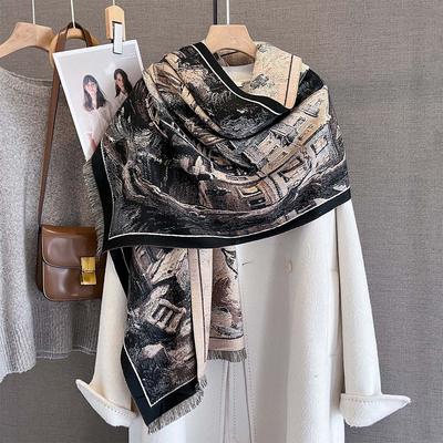 Høst/Vinter Varmt Skjerf For Kvinner 185*65cm Dusk Pashmina Sjal Imitert Kasjmir Tykt Varmende Kaldtett Vindtett Teppe