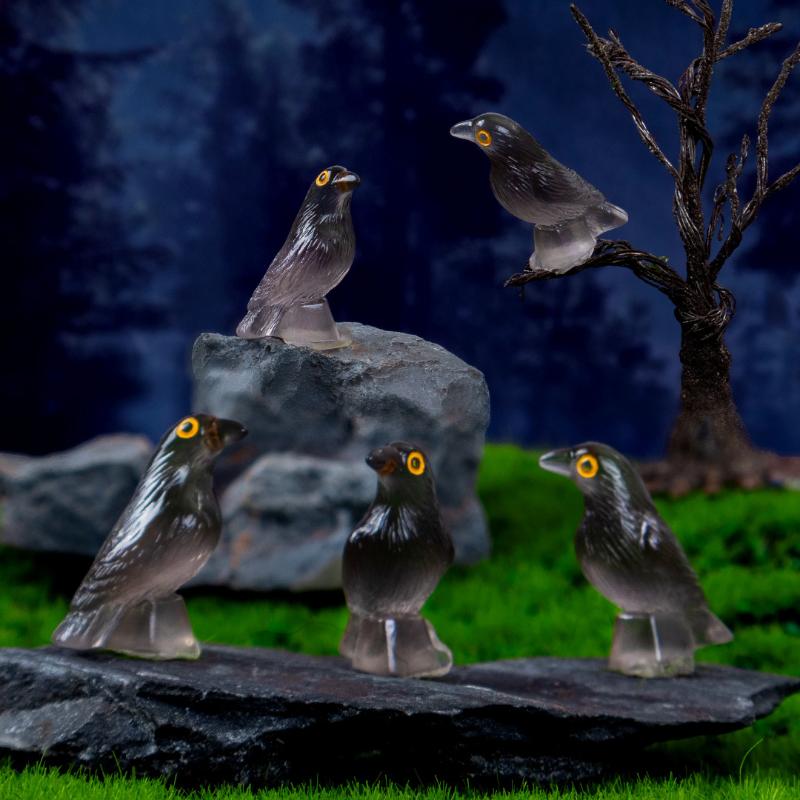 5/10Pcs Fake Bird Ghost Festival Halloween Decoration Simulation Resin Black Crow Halloween Miniature Black Crow Figurines Prop