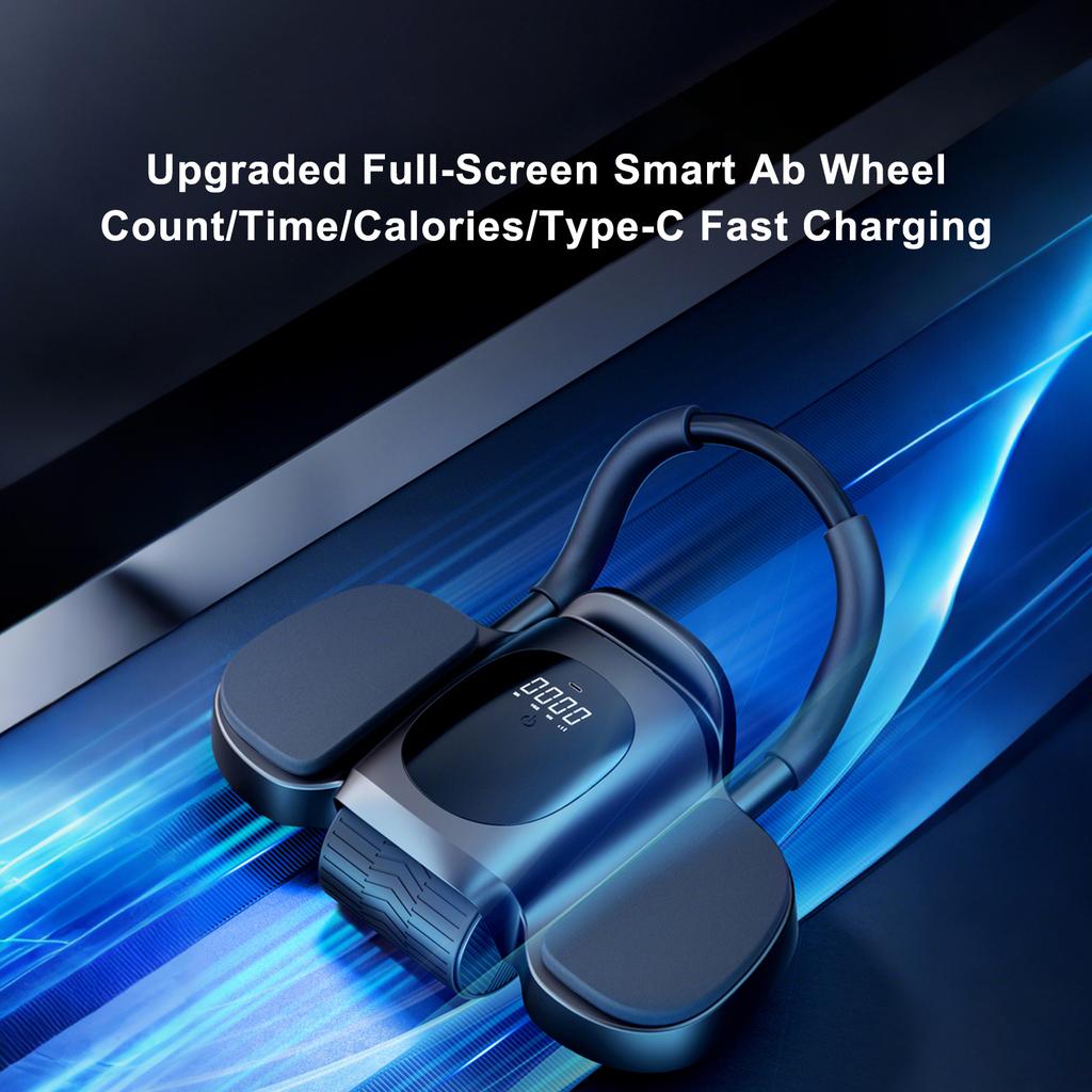 Upgraded Ab Roller with Elbow Support,Auto Rebound & LCD Display – Includes Knee Pads,Timer & Core Trainer,Perfect for Home Workouts Black