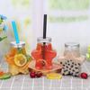 6Pcs Cold Drink Bottle Five-Pointed Star Shape Transparent Pet Plastic Beverage Containers for Juice Milk Tea Outdoor Portable