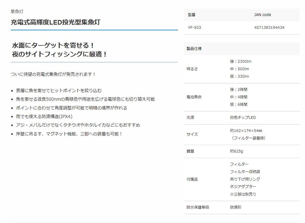 Hapyson Rechargeable High-Brightness LED Fishing Light YF-503