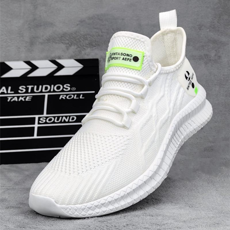 The new men's shoes large size summer feet fat wide fat breathable mesh casual sports shoes light non-slip white