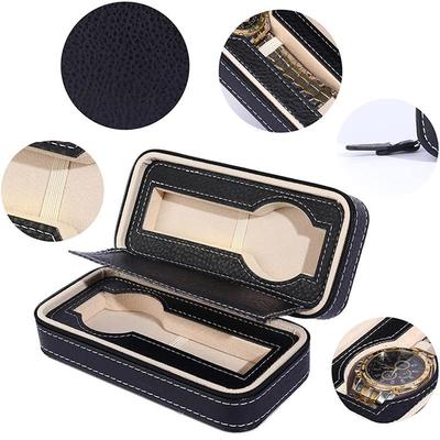 New Travel Dustproof Embedded Watch Box Zipper Portable PU Leather Storage Case Watch Display Box For Trips And Gifts
