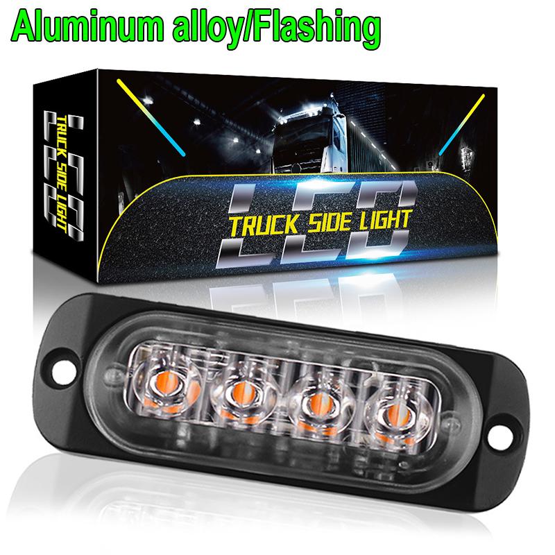 12V - 24V 4LED Car Warning Light Grill Breakdown Light Car Truck Trailer Beacon Lamp Side Light For Cars  Malfunction Light