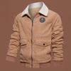 Fleece and thicker outer wear lamb wool casual lapel collar multi-pocket winter zipper medium corduroy cotton coat men's coat