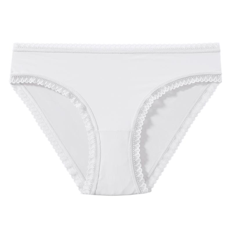TERMEZY Sexy Women Lace-edged Briefs Low-rise Seamless Comfortable Underpant Solid Color Soft Intimate Panties