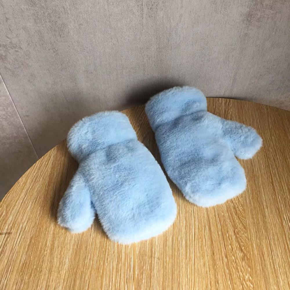 Thick Warm Winter Fleece Mittens Plush Kids Full Finger Gloves Children Gloves For 3-8Y Kids