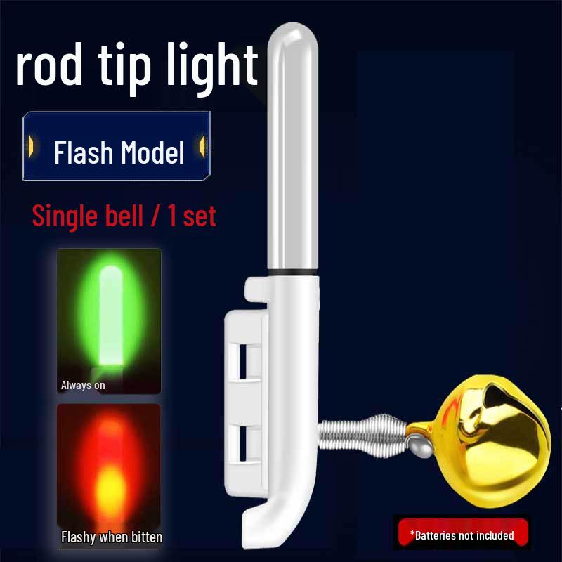 Night Fishing LED Rod Tip Light with Copper Bell - Sea Rod Alarm and Glow Sensor