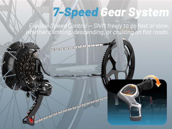 Bicicleta Eléctrica DUOTTS C29 Max 250W48V18Ah, Frenos de Disco Hidráulicos Autonomía 120km Velocidad Máxima 25km/h Bicicleta Eléctrica