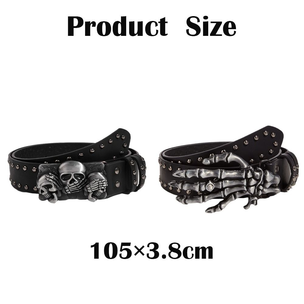Versatile Skull Belt Punk Gothic Leather Belt Y2k Snap on Waist Belt  Unisex