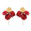 Pinkdudu Resin Petals Long Tassel Drop Earrings Pearl Luster Flower Stud Earrings PD2383