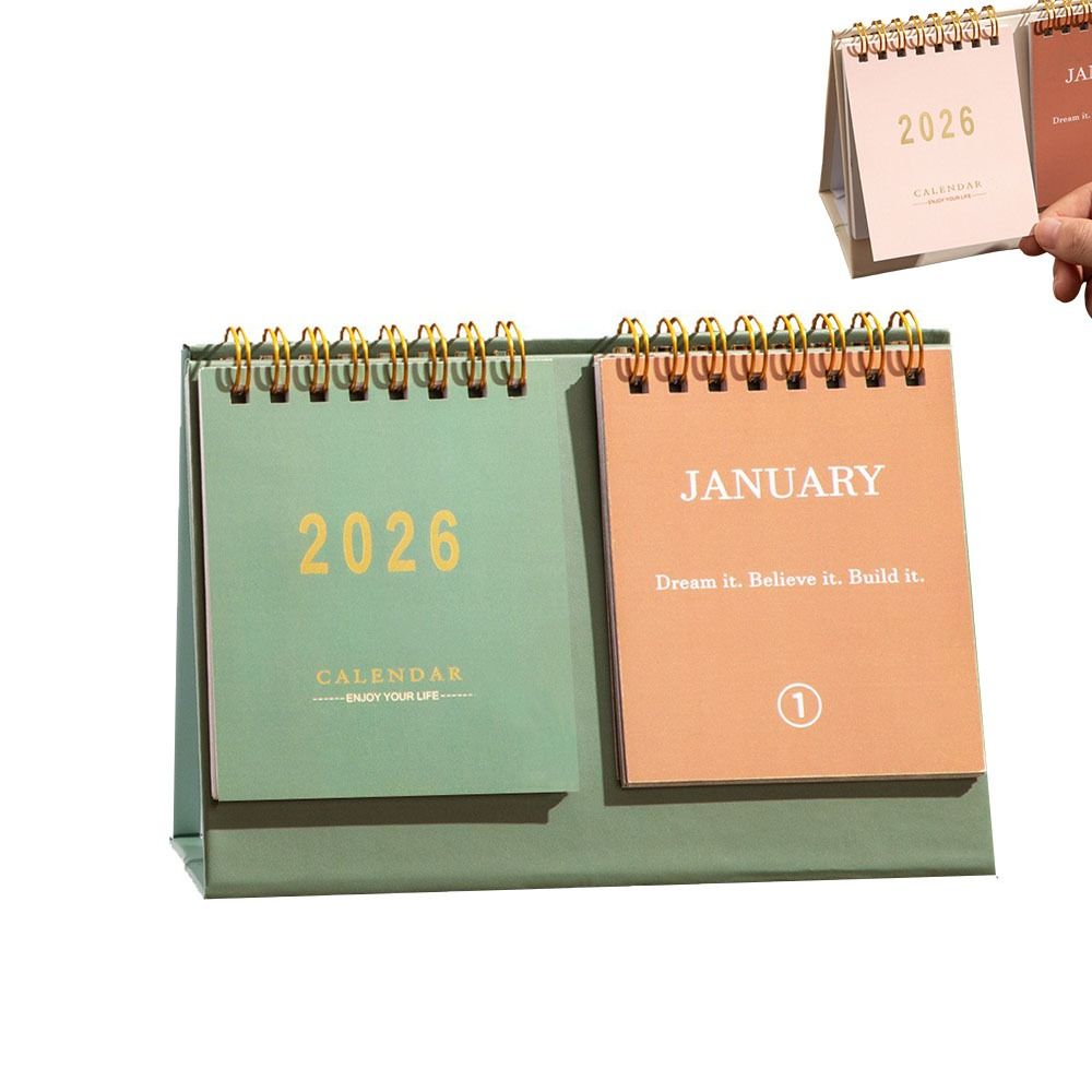 Double Row 2026 Desk Calendar Portable Daily Planner Simple Mini Calendar Office School Supplies