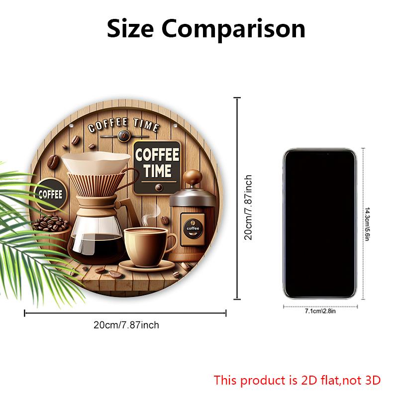 2D Flat, 1pc Coffee Time Wooden Sign, Rustic Round Wall Hanging Decor for Coffee Shops and Restaurants, Door Sign Decor, Home Decoration, Holiday