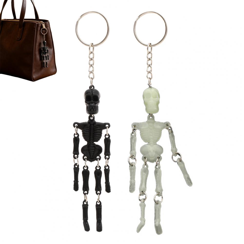 Portachiavi Teschio Ciondolo Borsa Teschio Articolazioni Mobili Portachiavi Teschio Portachiavi di Halloween Luminescente per Borsa a Mano Zaino da Uomo