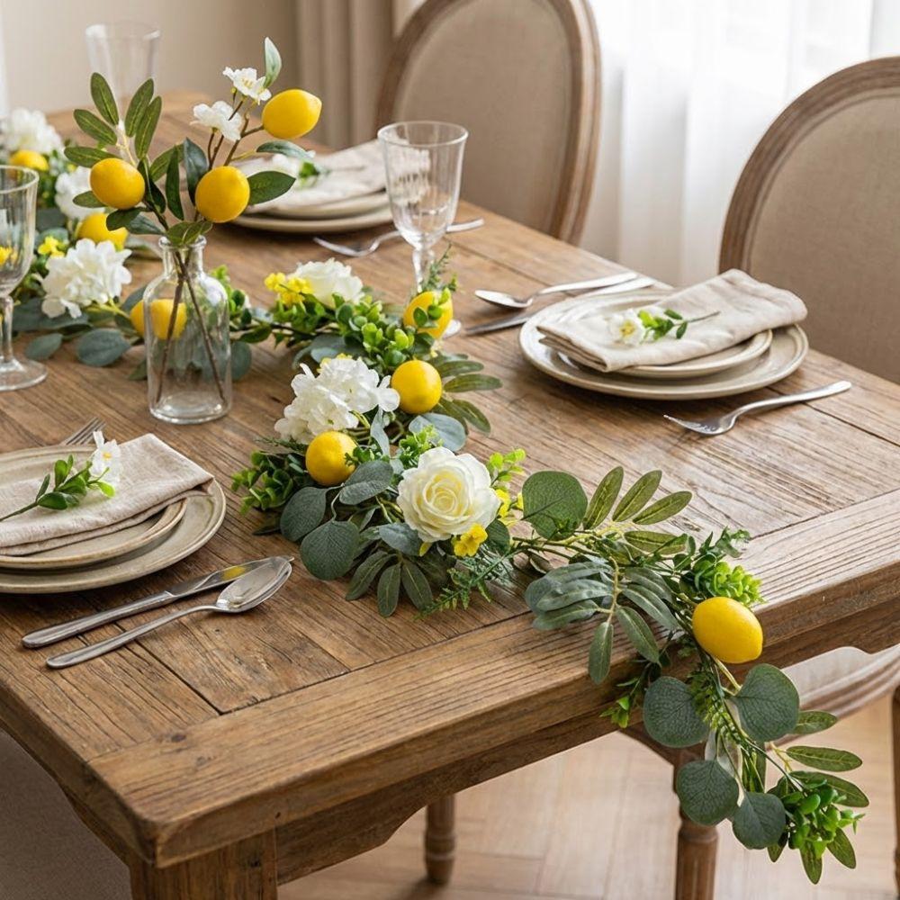 Greenery Lemon Vine Decor Eucalyptus Leaves Simulation Lemon Vine Faux Lemon Wreath Kitchen Decor