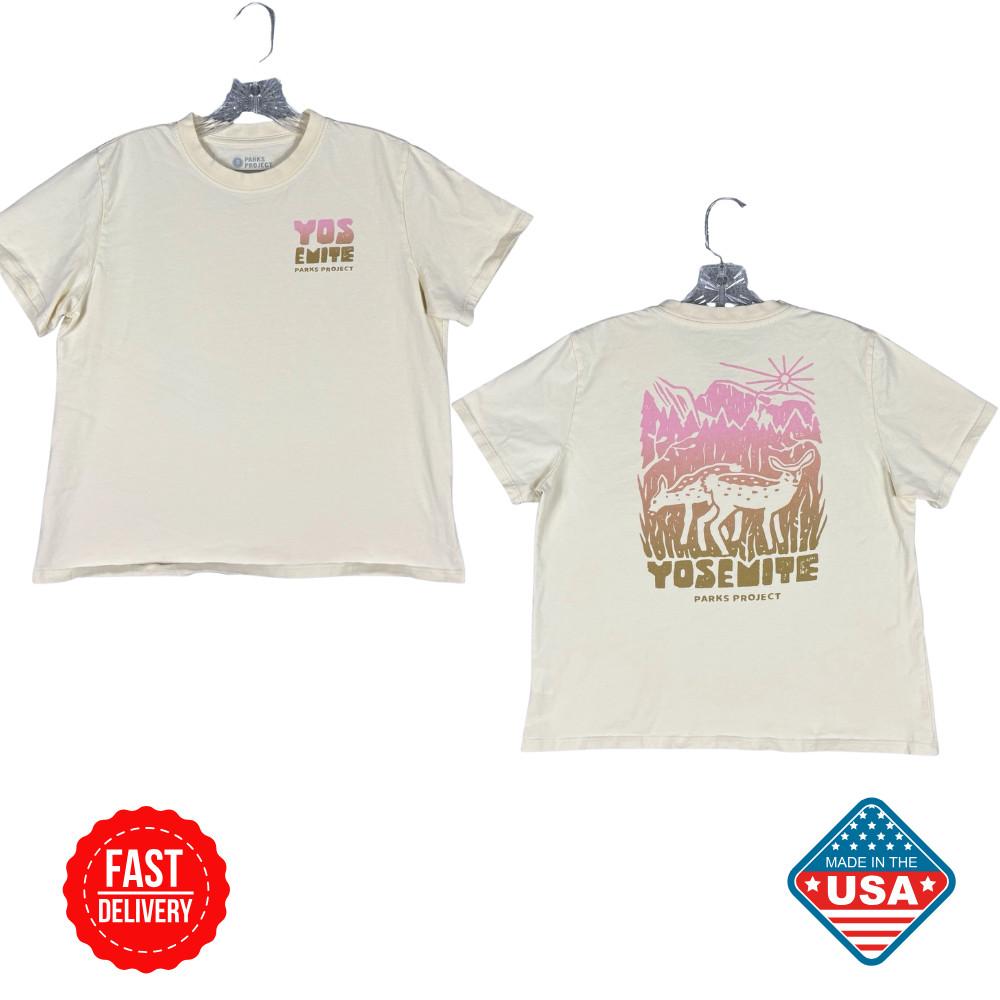 Parks Project Yosemite T-shirt Women’s Medium Vanilla Double Sided Comfy Casual Unisex T-Shirt S