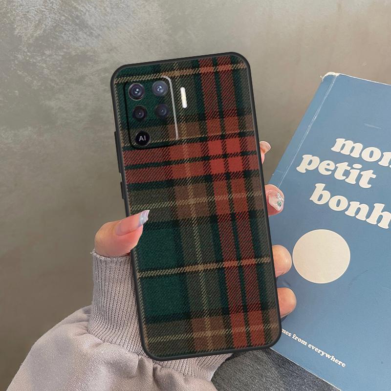 Scottish Plaid Warm Plaid Case For Oppo A80 A40 A60 A98 A78 A18 A38 A58 A16 A76 A96 A17 A77 A74 A94 A54 A57S A15 Cover