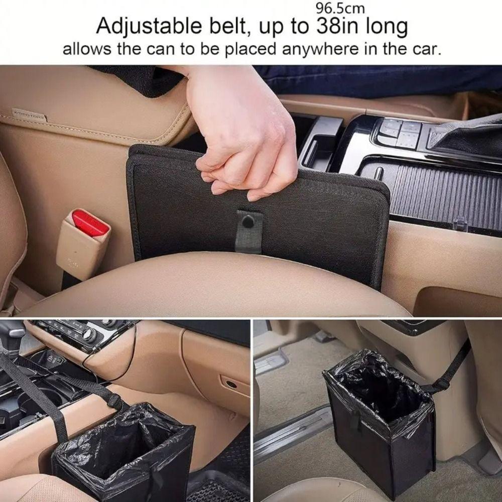 With Adjustable Strap Foldable Car Trash Can Waterproof Car Back Seat Storage Box  Car Dustbin