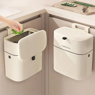 Wall-mounted Kitchen Trash Bin Trash Can for Household Toilets Galley Waste Bin Bathroom Trash Can With Lid Food Garbage Bin