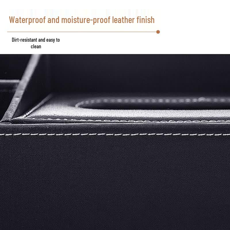 RYZH Leather Desk Organizer with Tissue Box and Pen Holder