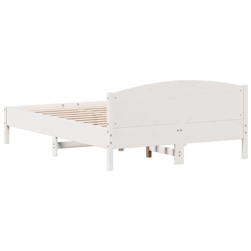 Vidaxl Bed Frame Without Mattress, White, 160X200 Cm, Solid Pine Wood