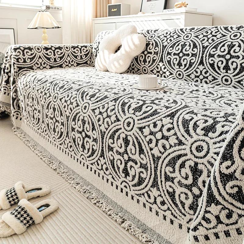 Bohemia Überwurfdecke mit Quaste, Baumwoll-Sofatuch, Haustiere, Kinder, schmutzabweisende Sofa-Schutzhülle, Reise-Picknickdecken, Heimdekoration