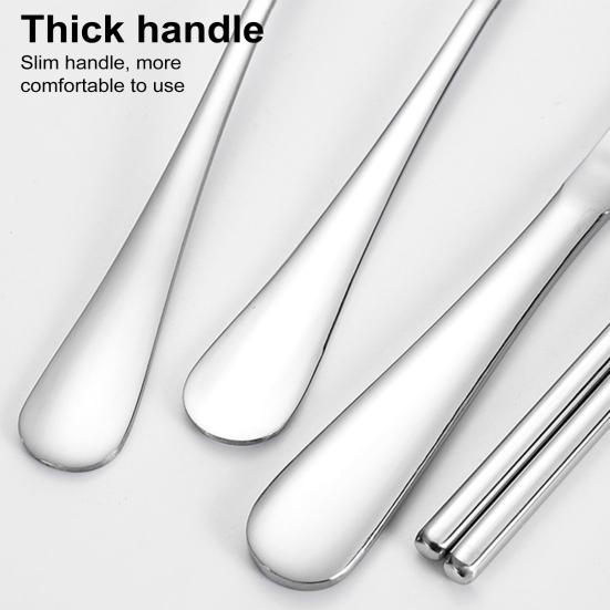 Stainless Steel Cutlery Set 4-Piece Retro Tableware Fork Spoon Chopsticks Knife with Storage Bag Mirror Polished Dishwasher