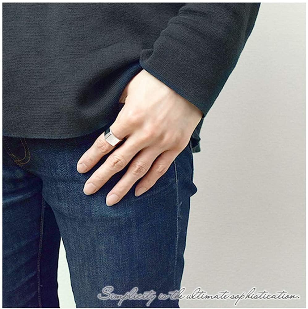 [Shinjuku Gin no Kura] Square Stamp Ring, Silver 925, Size 18, Men's, Simple, Signet Ring, Seal, Stamp, Large Size