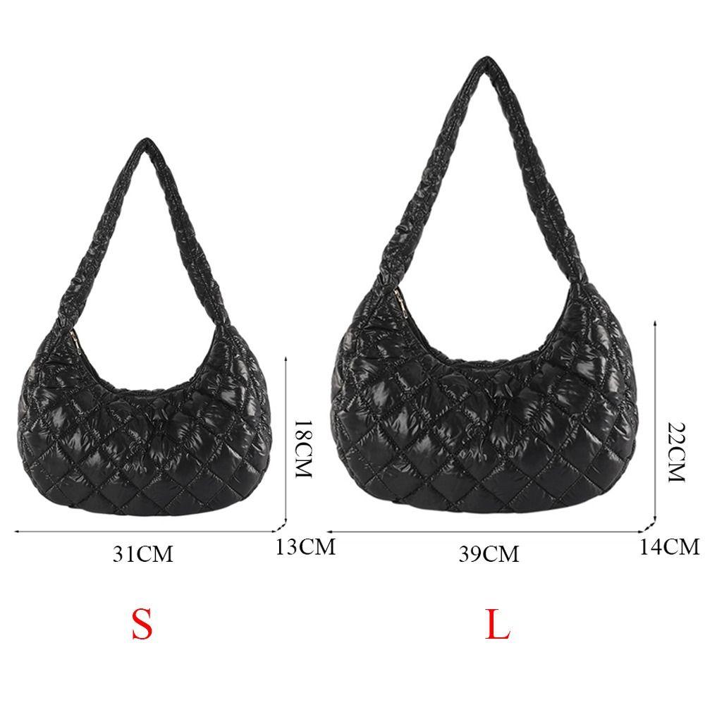 Casual Solid Color Shoulder Bags Large Capacity Down Cotton Padded Quilted Tote Bag Underarm Bags Women Girls