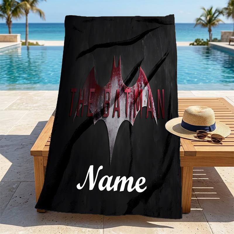 Custom Name Batman Saga Stylish Digital Printing Beach Towel Quick‑Drying Absorbent Blanket for Beach Pool Gym Travel