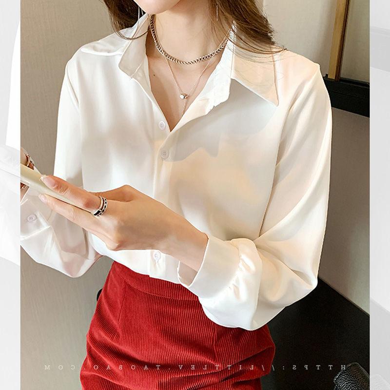 Solid Color Elegant Casual Long Sleeved Shirts Fashion New Slim Comfortable Turn-down Collar Top Women's Clothing 2023