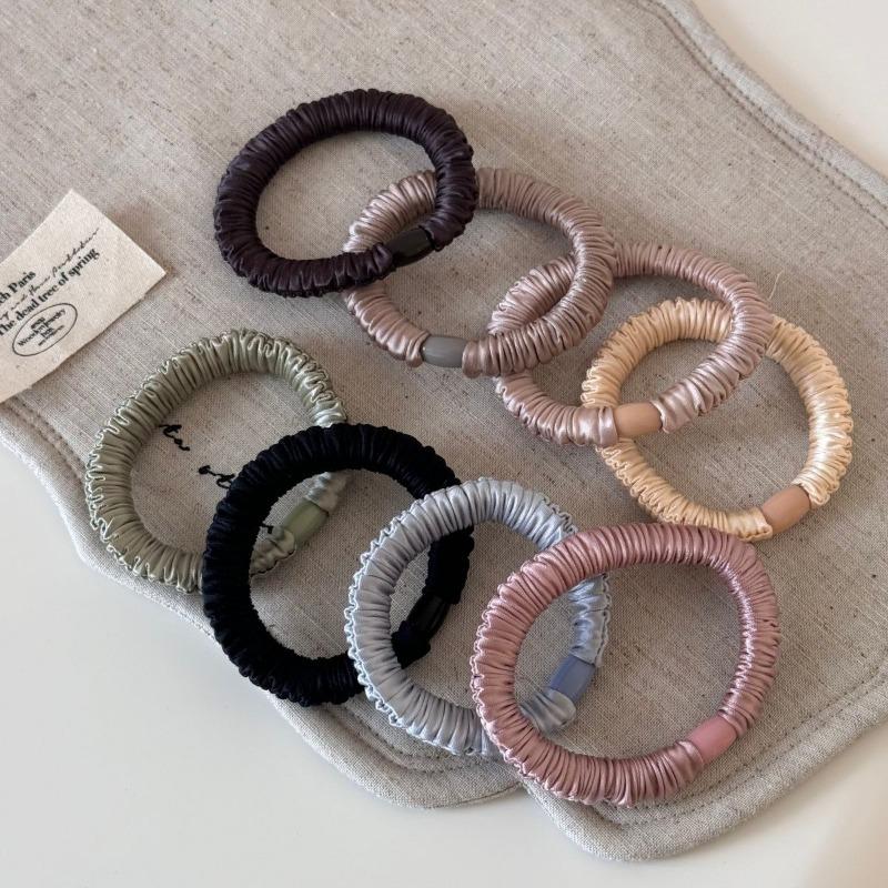 Korean Basic Simple Elastic Ice Silk Large Intestine Hair Band Solid Color Headrope Girls Women Hair Accessories