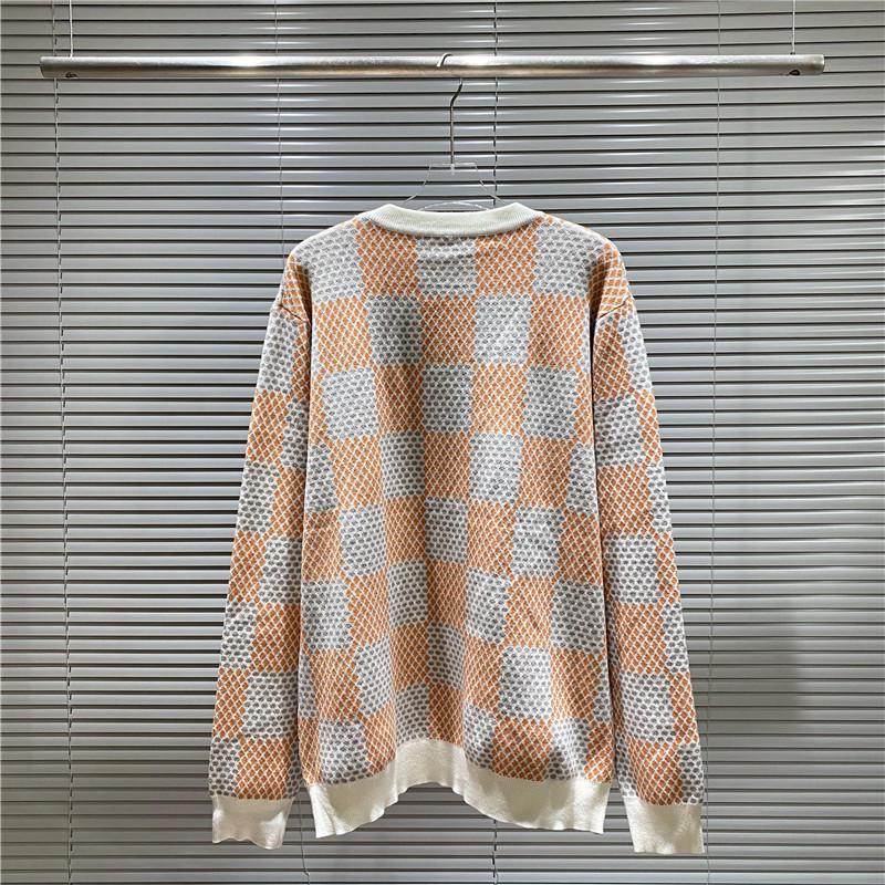 LV 25 Unisex Plaid Checkerboard Jacquard Sweater - Color Block, Round Neck, OS Fit