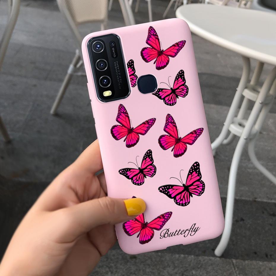 Fashion Cute Flower Milk Silicone Case For Vivo Y30 1938 Y50 1935 Black Soft TPU Phone Cover For Vivo Y 30 50 Y30 2020 Back Case