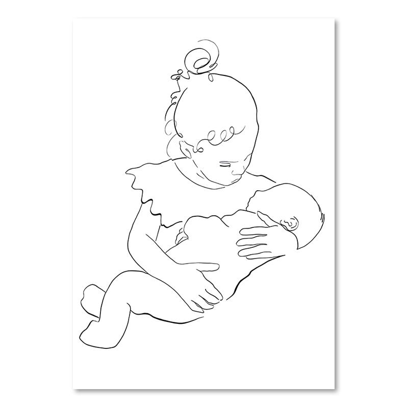 Abstract Black And White Line Love Family Wall Art Canvas Painting Nordic Posters And Prints Wall Picture For Living Room Decor