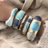 DIEZI 5 Style New Fashion Blue Irregular Enamel Cuff Bangles Hip Hop Geometric Gold Color Wide Bracelet For Women Men Jewelry