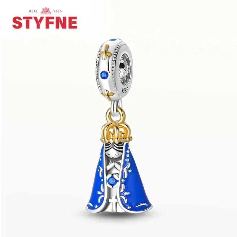 Real Copperour Lady Charm Bead The Virgin Mary Dangle Fitoriginal Bracelet Fine Jewelry Diy Gift For Women