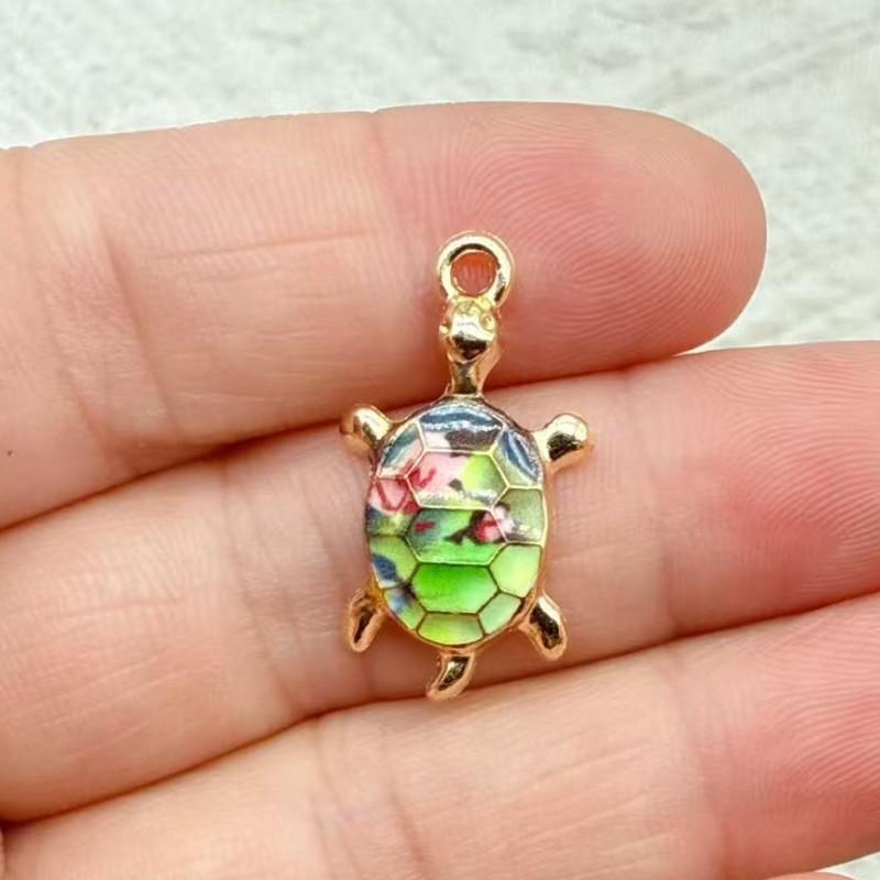 DW88 10Pcs Trendy Multicolor Enamel Turtle Charms Making Handmade DIY Cute Ocean Animal Pendants Necklace Jewelry Accessories