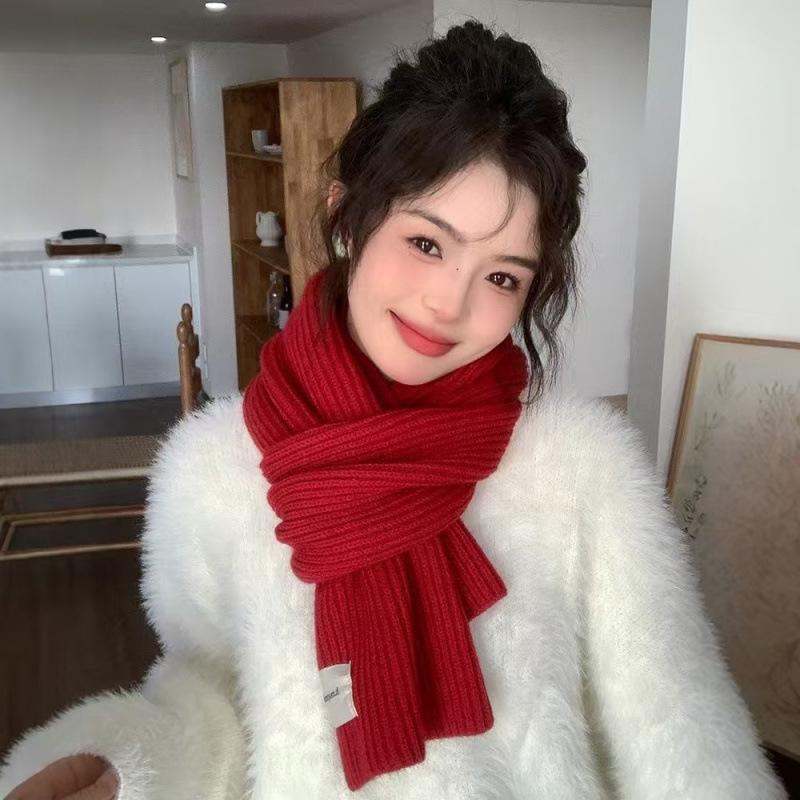 New Knitted Scarf Men's and Women's Student Couple Thickened Wool Scarf Korean ins Wind Wool Shawl