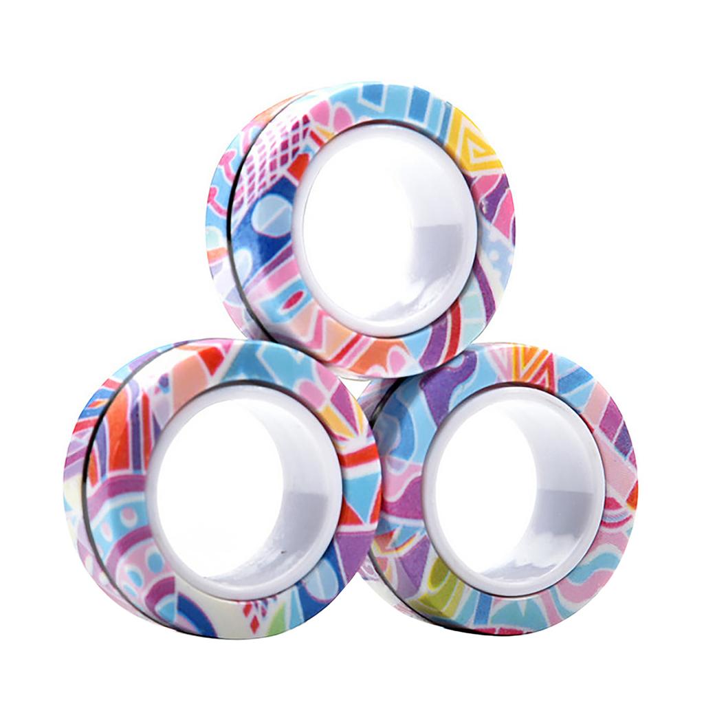 Magnetischer Fingerringe Set für Kinder und Erwachsene Stressabbau und Fokus Spielzeug Drehende Fidget Ringe für Angst und Konzentrationsverbesserung