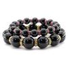 [Ishiki] Natural Onyx 16mm & 10mm Power Stone Amulet Pair Bracelet [b280]