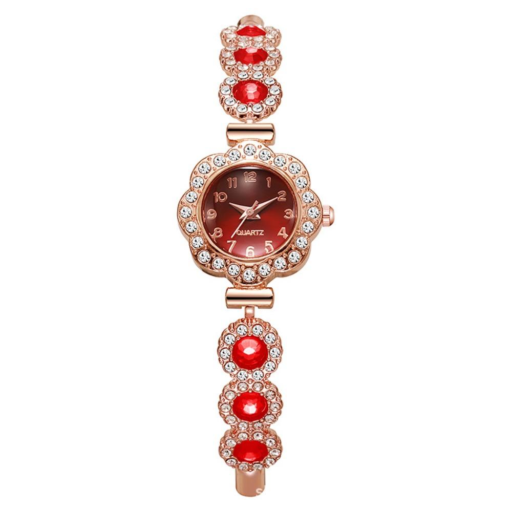 Pull Type Women s Bracelet Watch Elegant Rhinestone Quartz Watch  Festival Gift красный