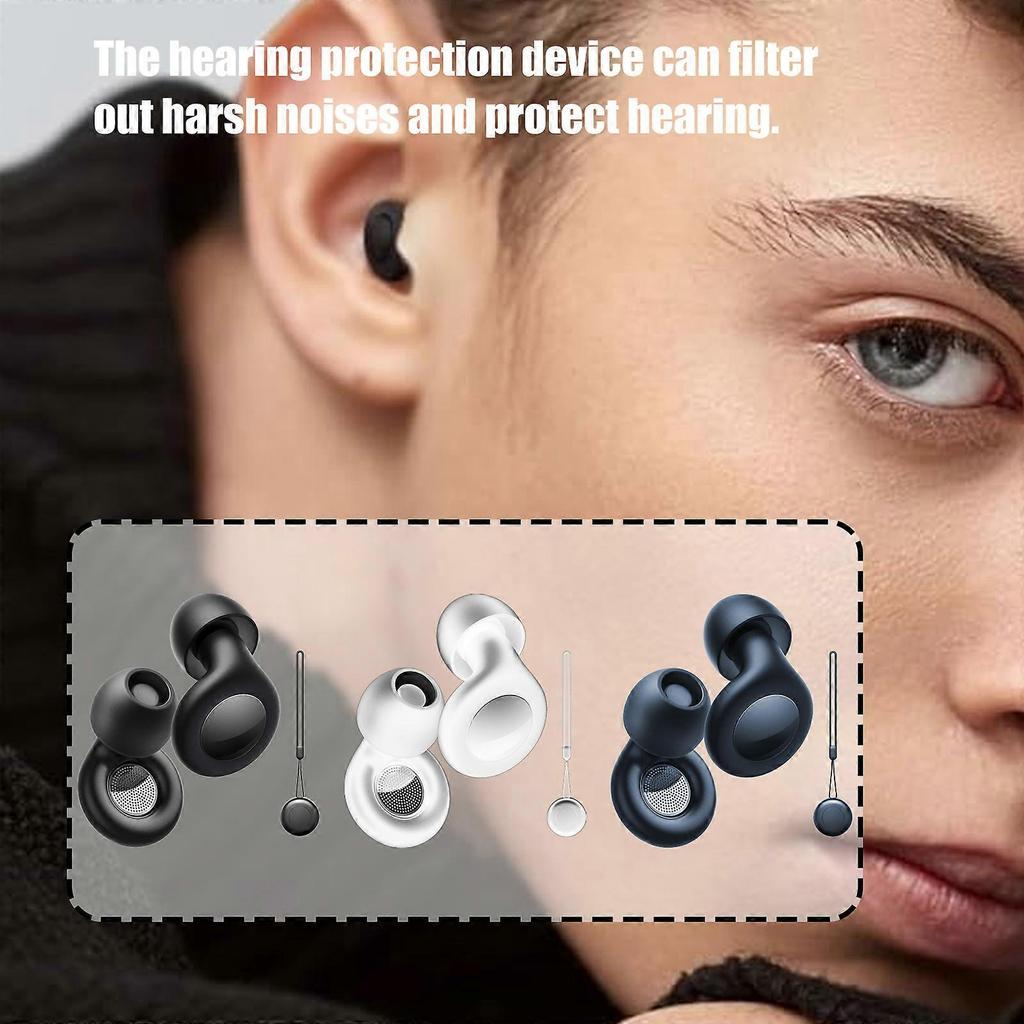 Noise Reduction Earplug Reusable Silicone Earplug with Case for Study Hearing Protections Noise Cancelling Ear Plugs  White