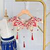 Embroidered Flower Tassels Collar Faux Collar Traditional Han Costume Decorative Collar Shawl Wrap for Cultural Event