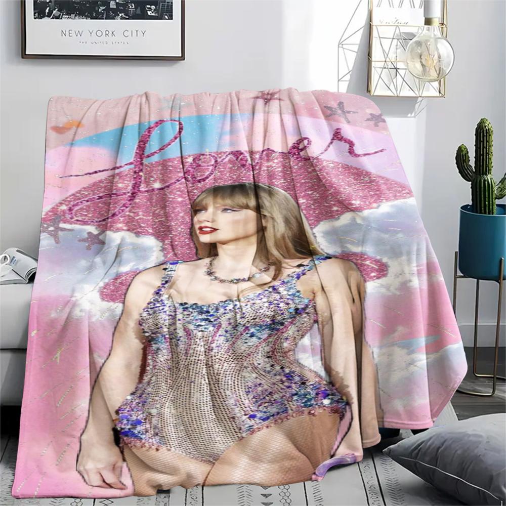 1Pc Swift Singer Print Flannel Blanket, High quality Comfortable for All Seasons, Home Decor, Warmth and Comfort, Perfect for Gifts