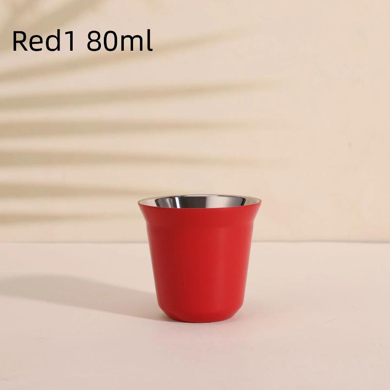 Tazza da Caffè Espresso in Acciaio Inossidabile da 80/160 ml Portatile a Doppio Strato Tazza da Tè per Bevande da Ufficio Mini Tazza da Whisky Vino