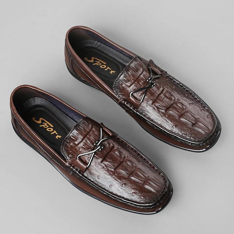 Mode 2024Herren Formelle Business Slipper Klassische Luxus Echtleder Krokodilmuster Laufschuhe Männliche Freizeit Hochzeitsparty Slipper