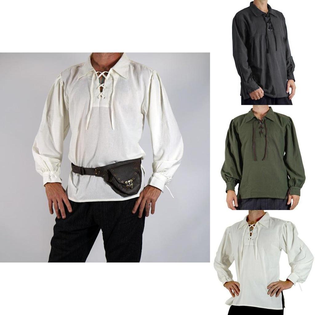 Soft And Comfortable Medieval Style Pirate Shirt For Men With Wide Cuff Sleeves
